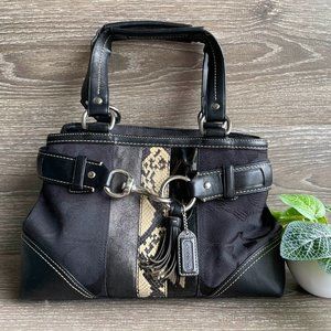 COACH Signature Stripe Hampton Satchel